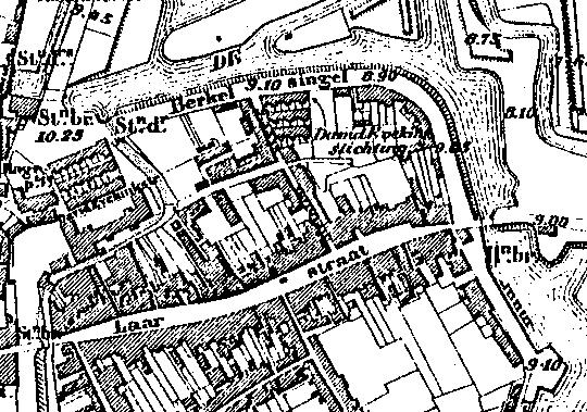 Uitsnede uit de Herziene kaart voor de rivieren etc. topografische inrichting 1889, opneming geschied 1887. Kaart nr. 5 Zutphen. Provinciaal Archief Gelderland (Arnhem) Kaartenarchief Rijkswaterstaat.