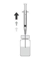 5. Plaats een steriele naald (18Gx1½, 1,2mmx40mm) met 5- micron filter (acrylcopolymeer op een niet-geweven nylon membraan) op een 1 ml steriele spuit (de steriele naald met 5 micron filter