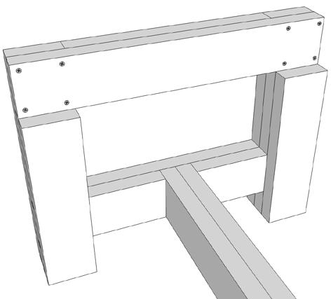 Stap 5. De bovenliggers: 2 delen van 37cm x 9cm 1 frame (stap 4) 2 delen van 55cm x 9cm 24 schroeven van 4mm x 50mm Stap 5a.