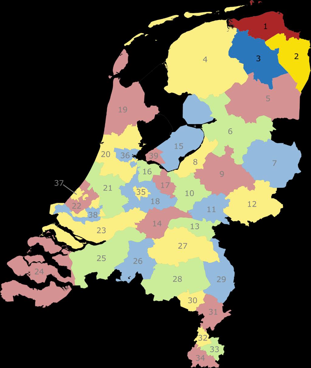 A RPA-indeling nr RPA 1 Noord-Groningen 2 Oost-Groningen 3 Centraal-Groningen 4 Friesland 5 Zuid- en Midden-Drenthe 6 IJssel en Vecht 7 Twente 8 Noordwest-Veluwe 9 Stedendriehoek 10 De Vallei 11