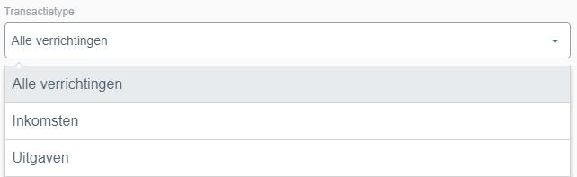1.1.3. Filteren Via de filter kan u op verschillende waarden een selectie maken om de gewenste transactie(s) weer te geven.