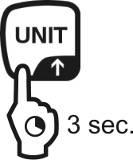 Naar achteren scrollen met de toets UNIT. De container met het juiste aantal stuk vullen overeenkomstig het gekozen aantal referentiestuks.