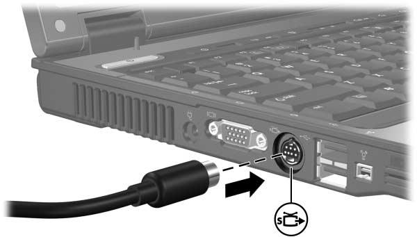 U sluit als volgt een videoapparaat aan op de S-video-uitgang: 1. Sluit het ene uiteinde van de S-videokabel aan op de S-video-uitgang van de computer. 2.