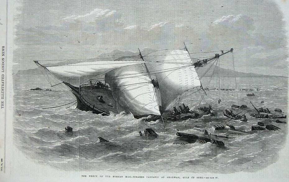 Carnatic : diepte 16m 27m De Abu Nuhas, ofwel de Carnatic, is een Brits stoomschip dat in 1869 tegen het rif liep en de volgende dag zonk,