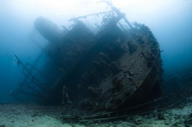 Giannis D : Diepte 5m 25m Dit Griekse vrachtschip voer in april 1983 tegen het rif.