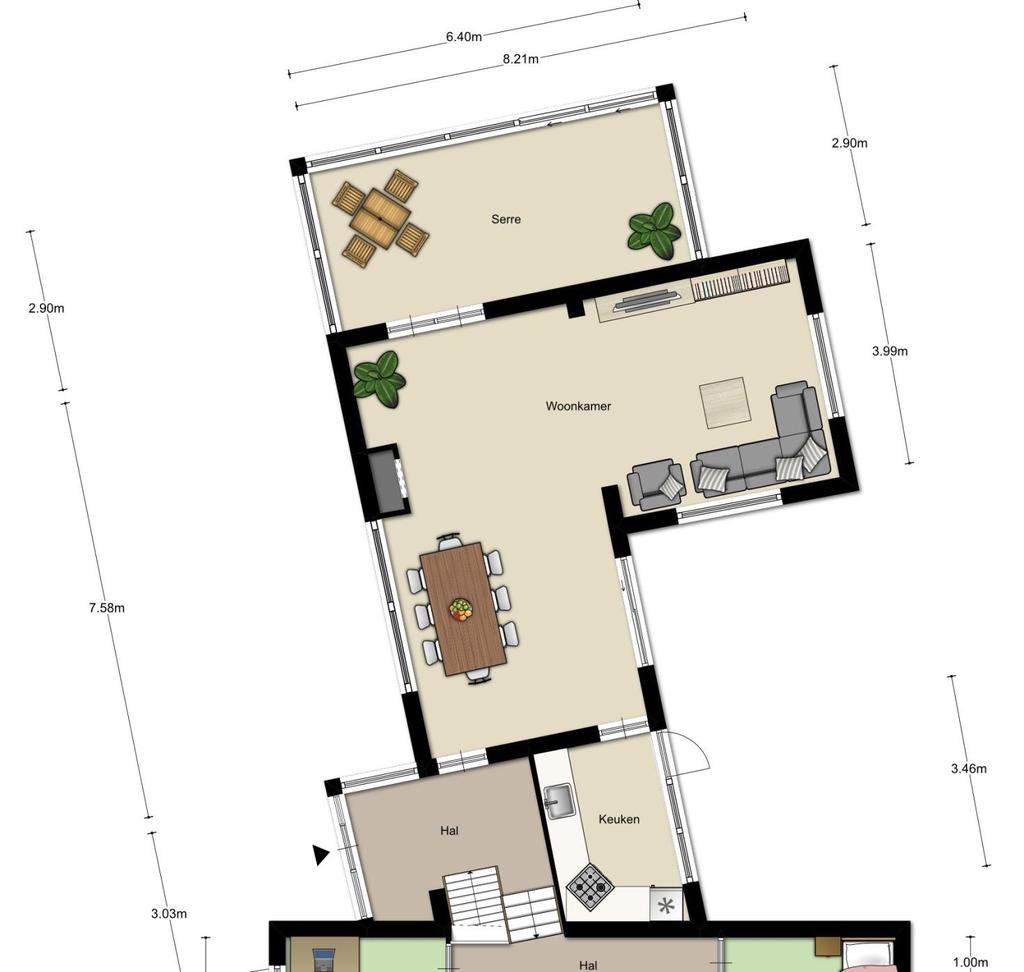 Plattegrond begane grond Aan deze