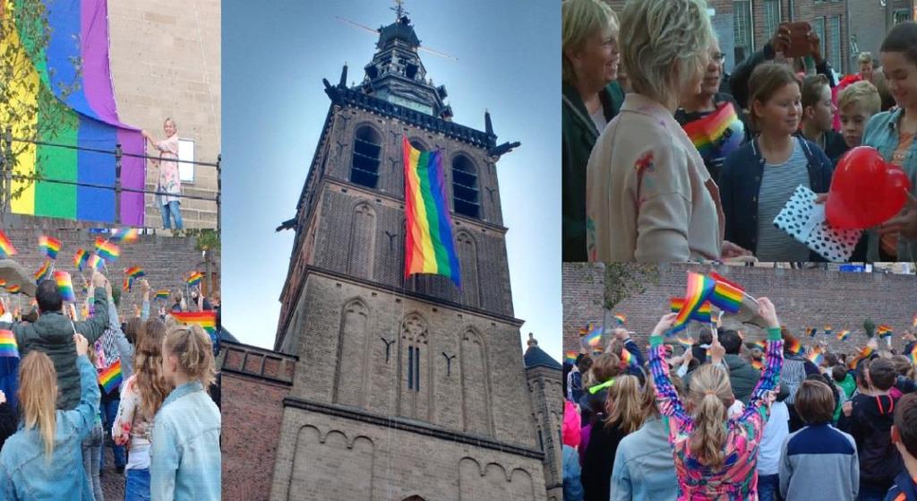 Coming Out Day Hijsen regenboogvlag Stevenskerk Hijsen