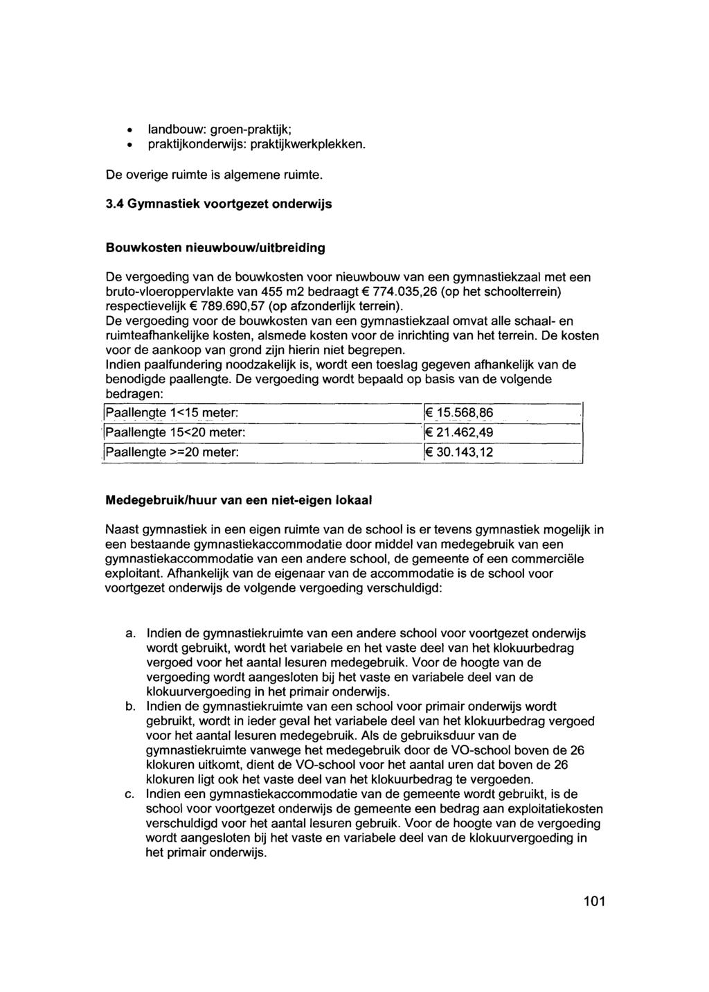 landbouw: groen-praktijk; praktijkonderwijs: praktijkwerkplekken. De overige ruimte is algemene ruimte. 3.