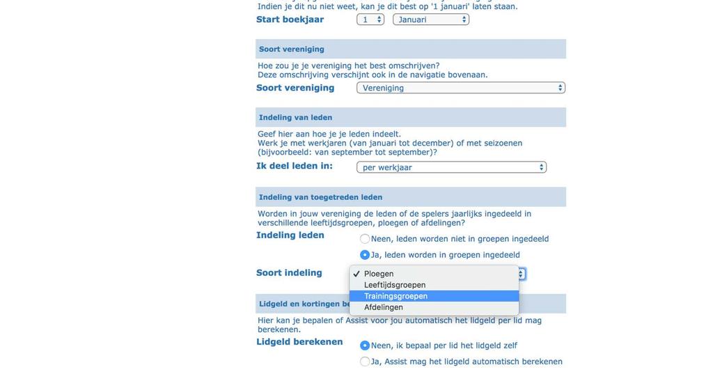 Wellicht worden je leden ingedeeld in leeftijds- of trainingsgroepen.