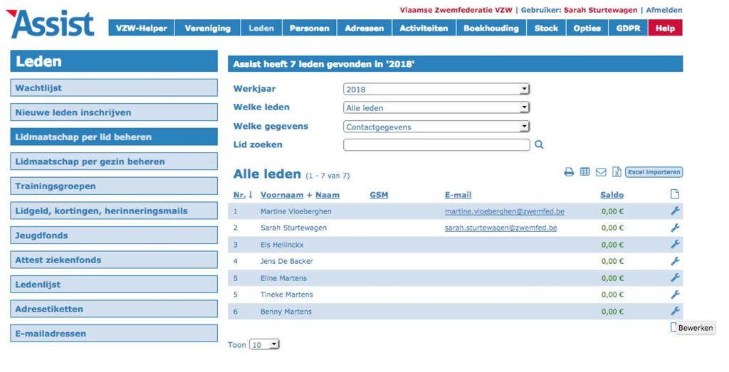 Klik in de rubriek Leden Lidmaatschap per lid beheren en