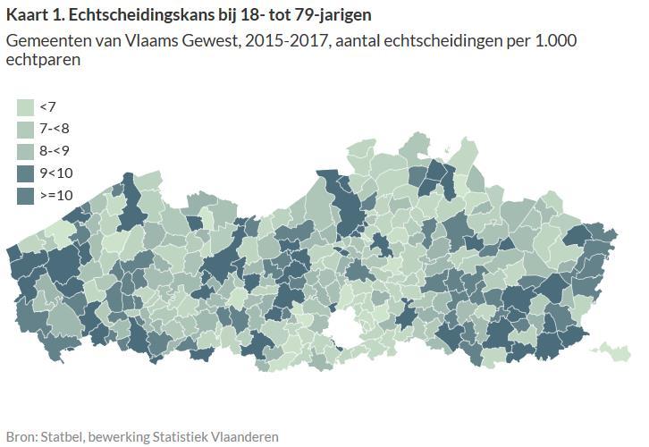 Verschillen tussen centrumsteden en provincies gestandaardiseerd naar leeftijd De kans op een echtscheiding varieert met de leeftijd (figuur 11).