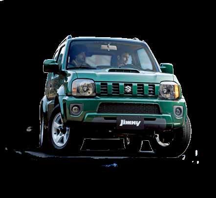 Uitrusting JIMNY JX STANDAARDUITRUSTING COMFORT Stuurbekrachtiging Antenne en radiovoorbereiding 2 luidsprekers VEILIGHEID ABS Drive select inschakelbaar 4x4 systeem Dubbele airbags vooraan 3-punts