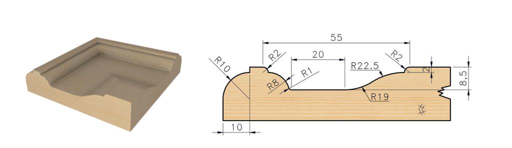 30514 HM wisselmes meubeldeurenfreesset FCX 55 Vierdelige freesset voor de productie van meubeldeuren op CNC-bewerkingscentra. 1. 2. 3. 4.