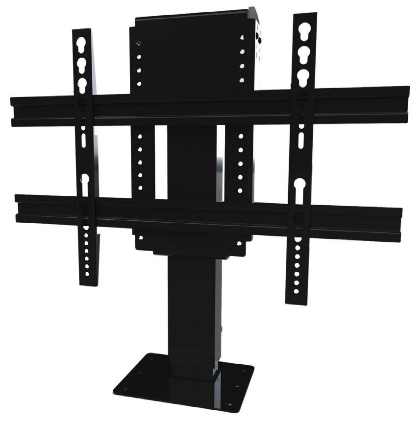 tv-liften // tv-liften tot 60 inch Geschikt voor schermen tot 60 en niet hoger dan 99,9 cm. SPECIFICATIES // MODEL D Zwart, RAL9004, poedercoating Belastbaarheid (kg) 60 Inbouwbreedte (mm) 244.