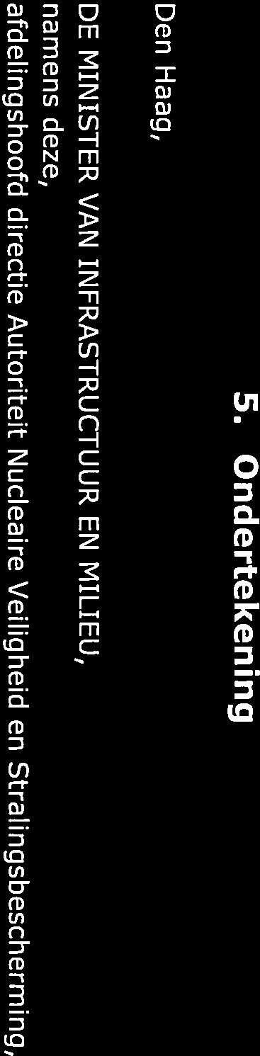 Den Haag, 5 Ondertekening DE MINISTER VAN INFRASTRUCTUUR EN MILIEU, namens deze, afdelingshoofd directie Autoriteit Nucleaire Veiligheid en Stralingsbescherming, ir. M.J.
