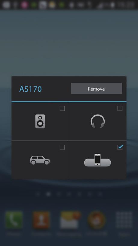 5 De Androidtelefoon in het station plaatsen en opladen 3 Raak Remove (Verwijderen) aan. Plaats uw Android-apparaat in de micro USBaansluiting om het op te laden.