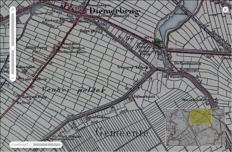 Figuur 3 Uitsnede topografische kaart 1920 met globale ligging onderzoekslocatie In de periode 1920-1960 verandert er niets op de locatie.