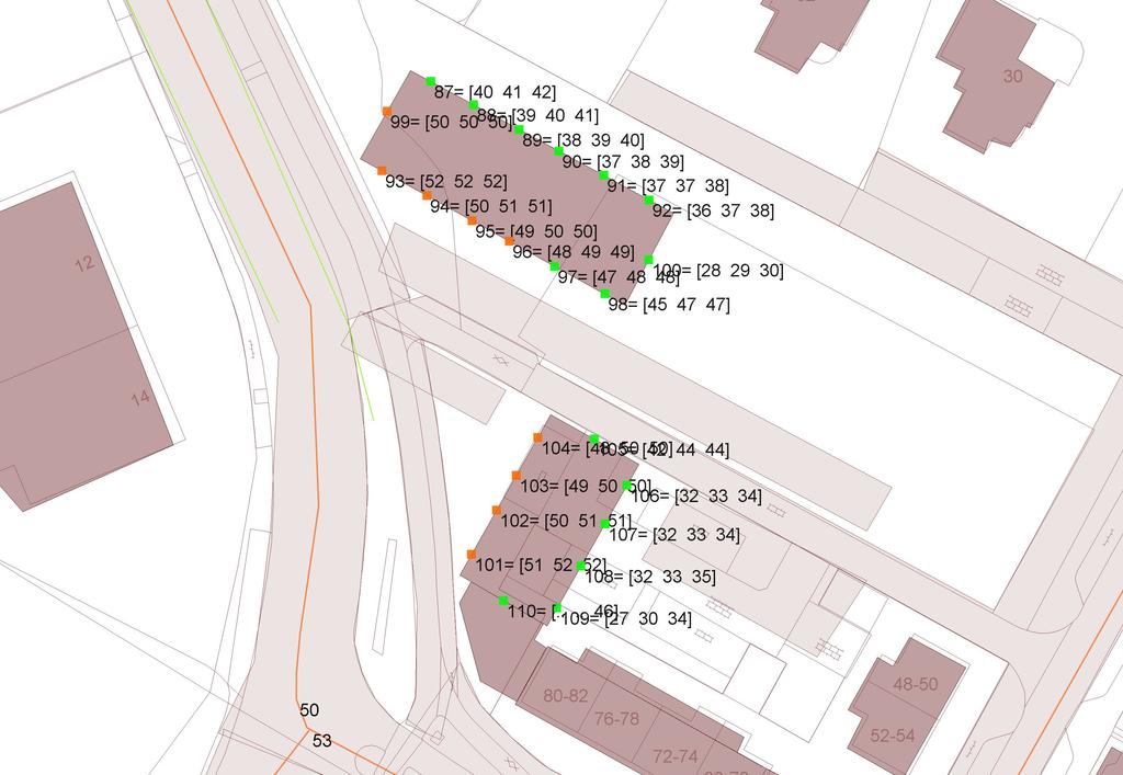 objecten bodemabsorptie hulplijn hoogtelijn gebouw scherp scherm waarneempunt gevel bebouwing baanvak stomp scherm hardzachtlijn Geluidsbelasting Lden in db vanwege Jan Nijenhuisstraat