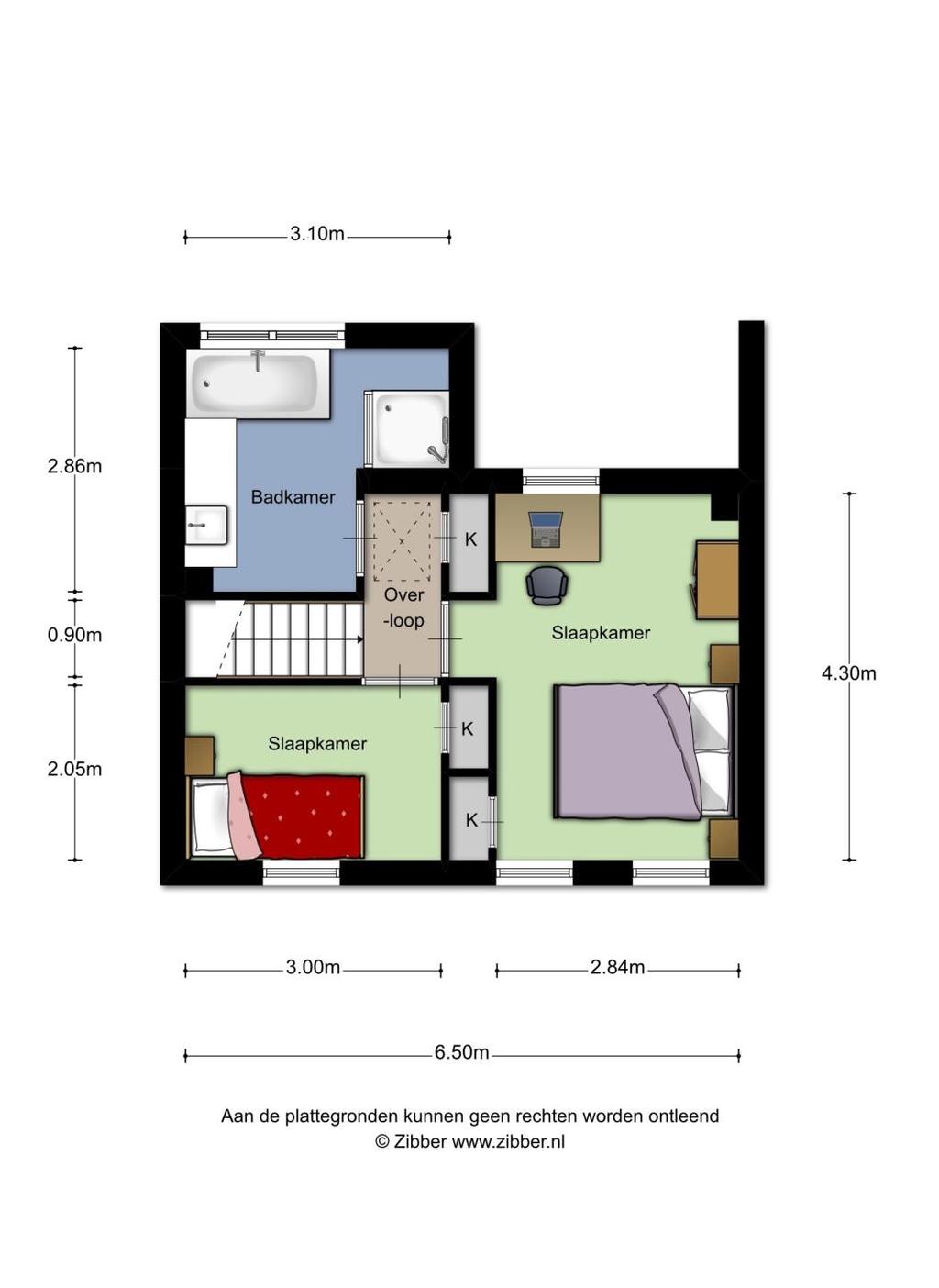 Plattegrond 1e verdieping Aan deze