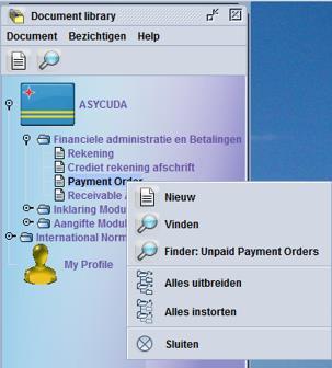 Creëren van de Payment Order: In de Document Library onder de module Financiële