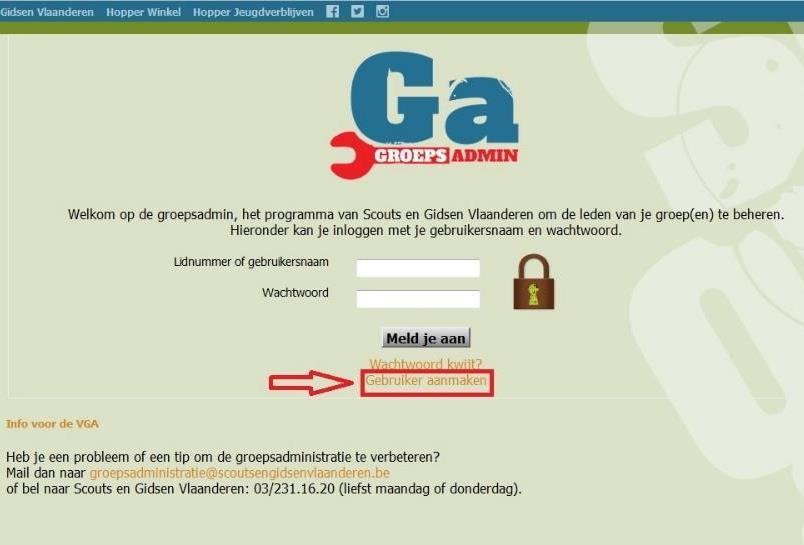 Stap 1: surf naar groepsadmin.be Stap 2: meld je aan. Voor velen zal dit de eerste keer zijn op deze website dus moet je je kind eerst registreren.