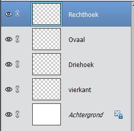 We geven die lagen een passende naam: dubbelklikken op het woord (niet ernaast) laag1 en daar typ je dan vierkant en je klik op enter, dubbelklikken op het