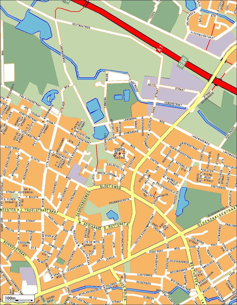 Omgevingskaart Old Ruitenborgh 22 te Hengelo Ov Ruim, onderhoudsarm woonhuis met dubbele garage en 4 slaapkamers, in een kindvriendelijke wijk.