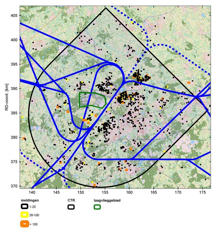 De geografische verdeling van de locaties van melders is in onderstaande figuur weergegeven.