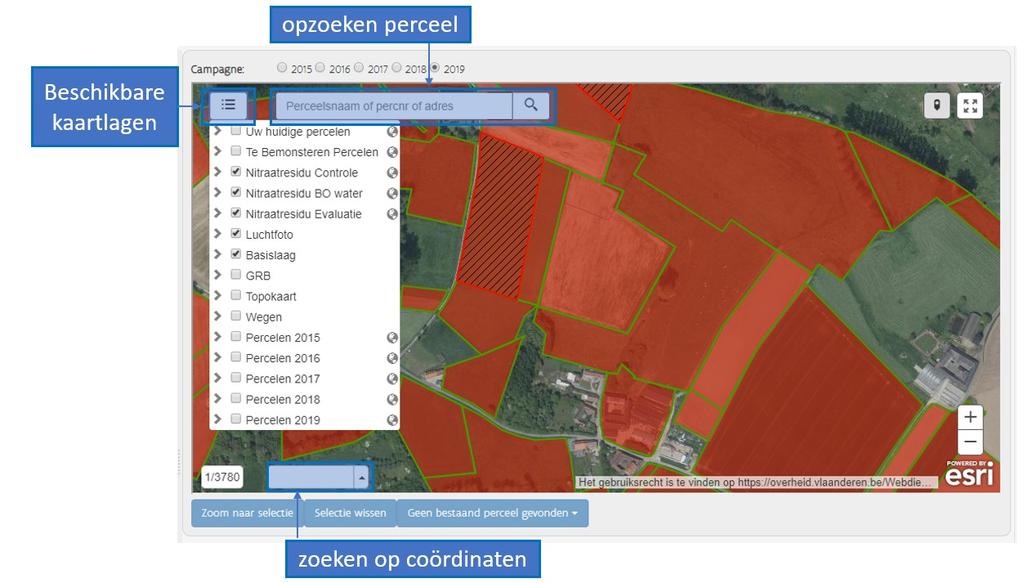 4.1.3 Welke informatie vindt u terug op de percelenkaart? U kunt een perceel opzoeken door in de zoekbalk bovenaan een adres, perceelsnaam of perceelsnummer in te geven.