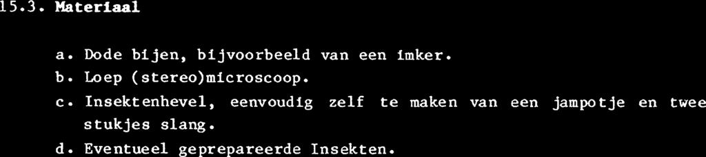 15.2. Literatuur 1. Donk, M. v.d. en T. v. Gerwen (1981): De wonderwereld van de Insekten. A.W. Sijthof, Alphen aan den Rijn. 15.3. Materiaal a.