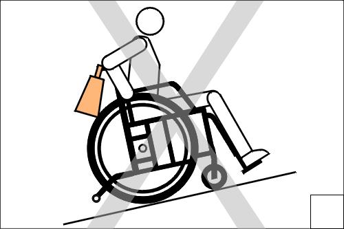 De begeleider dient de rolstoel voorwaarts naar de stoeprand toe te rijden. Vervolgens dient de gebruiker achterover te leunen waardoor de begeleider de rolstoel kan kantelen tot deze in balans is.