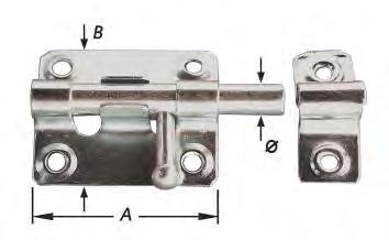 8.6 Grendels, schuiven en sluitingen Verrous et fermetures 2207 Schuifgrendel, licht, ronde dwarsschoot met knop, met sluitbeugel, 2-delig, verzinkt = sluitlengte schoot Verrou, léger, pêne ronde