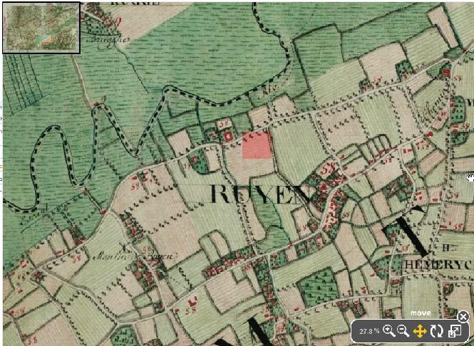 Bij het vierkante gebouw staat Herpelgem te lezen. Het gaat om het kasteel Herpelgem, dat reeds in 1460 vermeld werd als Hove van Herpelchem.