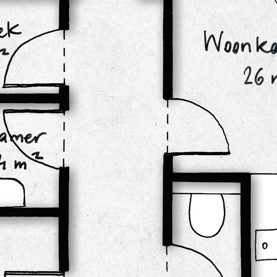 65 m2 Voorbeeld plattegrond in de rechte gebouwen Let op: De getoonde plattegronden zijn voorbeeldplattegronden.