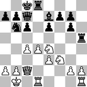 16.Pg3-e4 Beide spelers hebben zich keurig opgesteld en het staat dus ongeveer gelijk. 27.Pd2-c4 Pf6-d5 28.Kb1-a1 16...Th8-h5!? Stelling na 16...Th5!? Uitdagend zetje. 17.Td1-c1 [17.