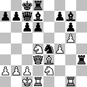 Willem zei onmiddellijk dat hij met 19 Pxe4 had kunnen winnen. Daar had hij Rybka niet voor nodig. Hans Böhm - Willem Hessels Simultaan, 19.02.2011 1.e4 d6 2.d4 Pf6 3.Pc3 g6 4.f3 Lg7 5.Ld3 c6 6.
