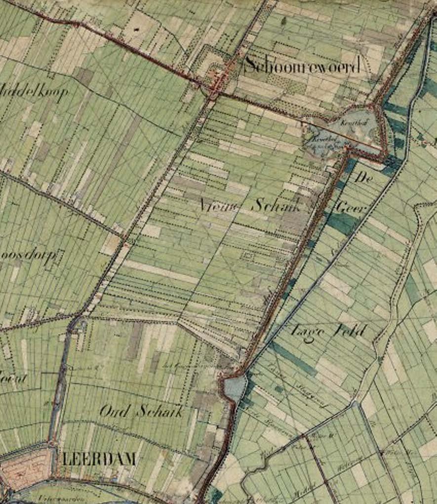 Afbeelding 11. De ligging van het oorspronkelijke onderzoeksgebied (blauw omkaderd), geprojecteerd op een uitsnede van de Topografische Kaart uit 1891. Schaal 1: 25.000. 3.