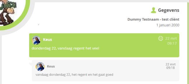 U kunt onder het tabblad Schrijven rapporteren in het dossier van u zelf als u cliënt bent of de cliënt waarbij u als mantelzorger in het cliëntportaal zit.