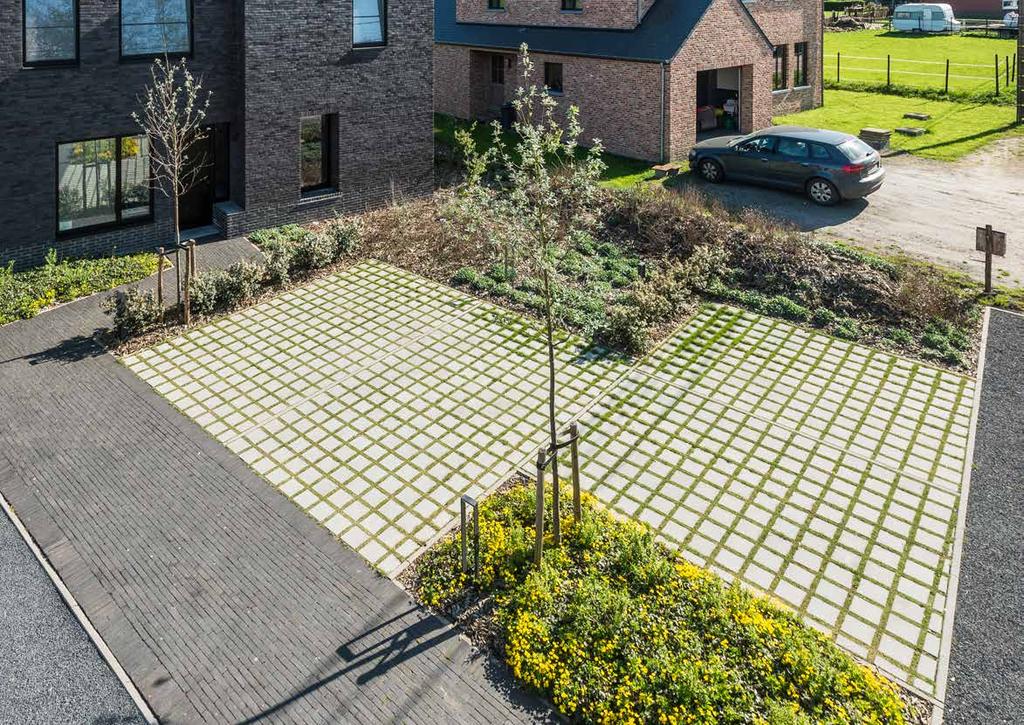 0,6 7 Waterpasserende tegels Combinatieconcept Greenstone Ideaal voor parkings met