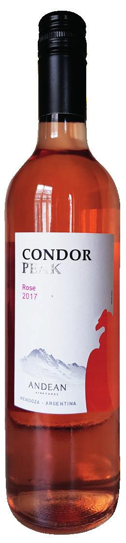 Per glas: 4.50 Condor Peak Rosé Vino Rosa / Rosé Deze mooie rosé is roze/rood van kleur.