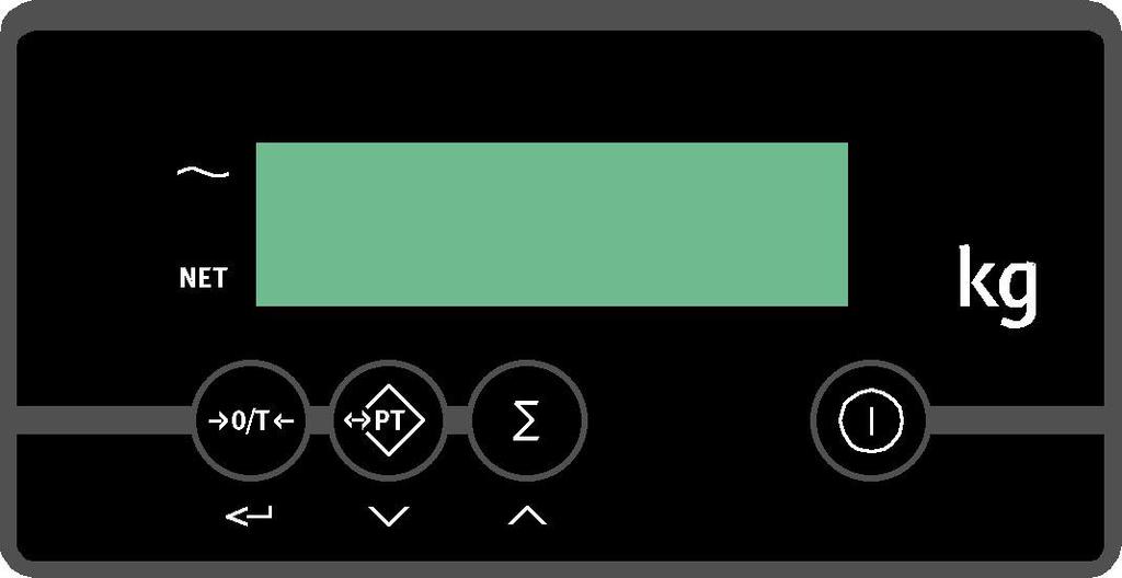 1. TOETSPANEEL INDICATOR Vooraanzicht indicator HET DISPLAY Door middel van 3 indicatiebalkjes wordt in het display van de indicator aangeduid: het weegsysteem (inclusief last) is stabiel het