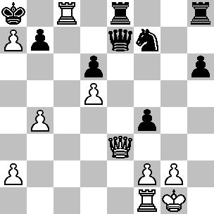 20.Df3-e3 f7-f6 21.c3-c4 Td8-e8 22.b2-b4 Pg5-f7 Waarom gaat het paard terug? [22...Th8-g8 23.Ta1-c1 Kc8-b8] 23.Ta1-c1 Kc8-b8 24.