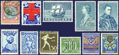350 543 Collectie Nederland 1899-19 (on)gebruikt in Davo-album met betere nrs. wo. 49, 104-105, 130-131 etc. en incl. Port 1-43, LP12-13 en Internering, deels gevar.