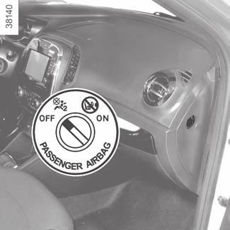 KINDERVEILIGHEID: uitschakelen, inschakelen van de airbag van de passagier voorin (1/3) 1 2 Uitschakelen van de frontale passagiersairbag (voor de auto s die hiermee uitgerust zijn) Voordat u een