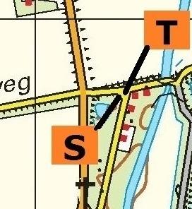 Om deel 1 af te sluiten nog even controle 13 meenemen richting A. Kaartfragment Zuiddorpe Pijlenrit kortste route van A naar B De eerste controle H stond op pijl 2 na Drieschouwen.