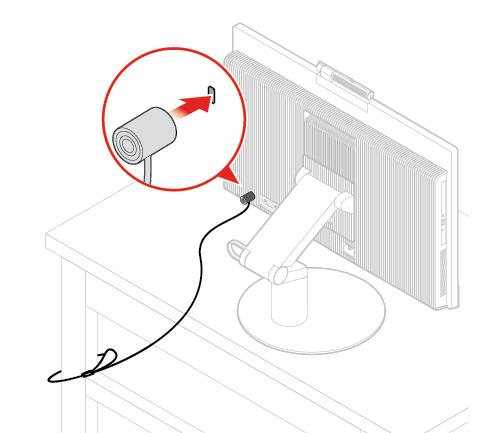 Hoofdstuk 3. Computersloten Kensington-kabelslot bevestigen Met een Kensington-kabelslot kunt u de computer vastmaken aan bijvoorbeeld een bureau of een tafel.