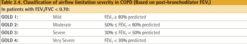 Praktijkrichtlijn 1. Inschatten van de ernst van COPD en het risico op exacerbaties Na het stellen van de diagnose wordt volgens de GOLD-richtlijnen de ernst van COPD ingeschat.