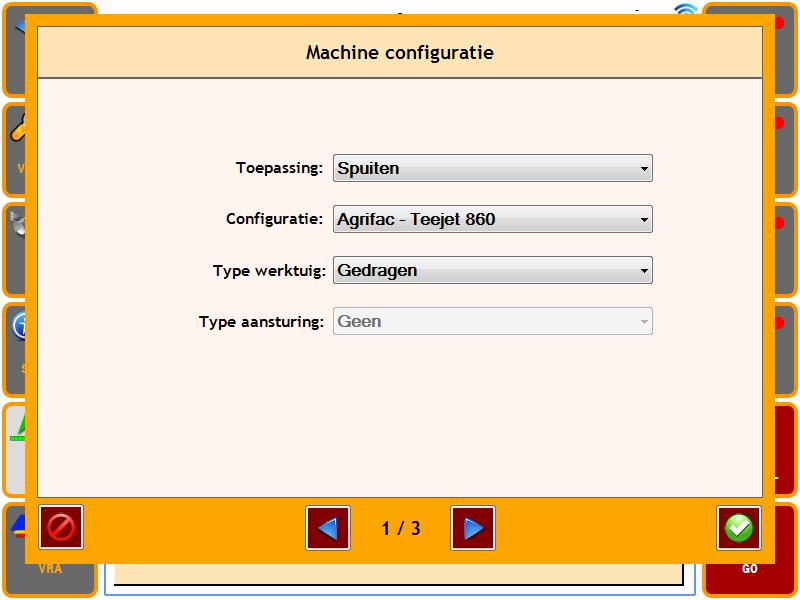 het icoon om de wizard te openen. 3.2.1. Type instellen Figuur 4 Machine configuratie wizard Kies op de eerste pagina de juiste configuratie (Figuur 5).