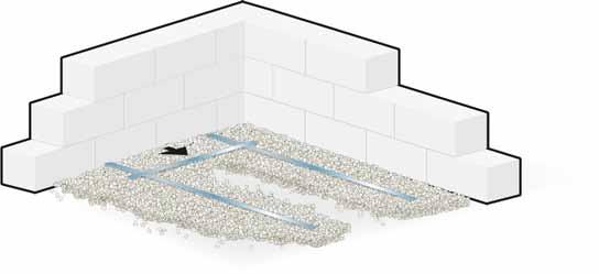 3 Plaats indien nodig een plastic folie op de ondergrond, namelijk indien er risico is op opstijgend vocht of condensatie in het gebouw (vloerplaat op volle grond).