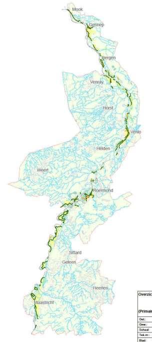 Overstromingsbeeld Limburg Bij verbindende dijken met waterkerende instroomvoorziening bij